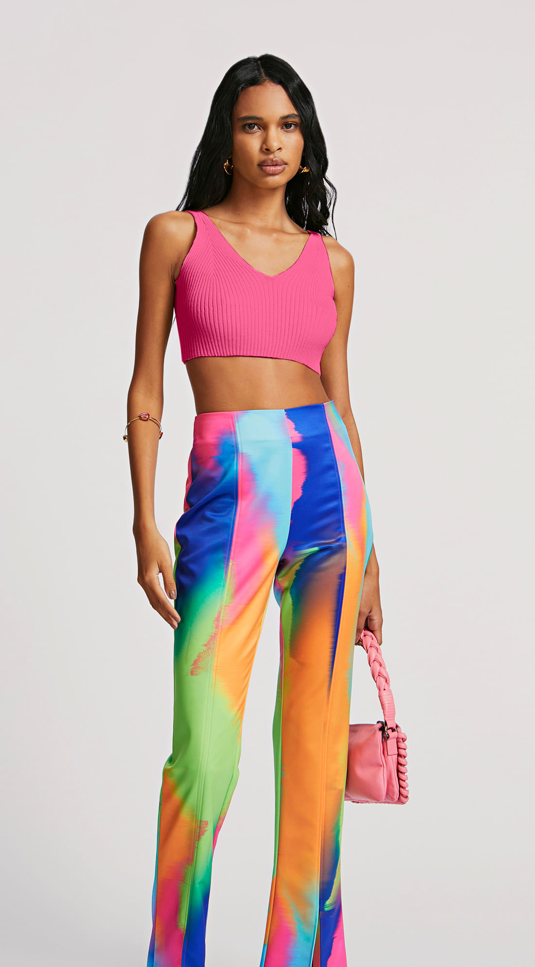 Top Morena Rosa Justo Cavado Canelado Pink