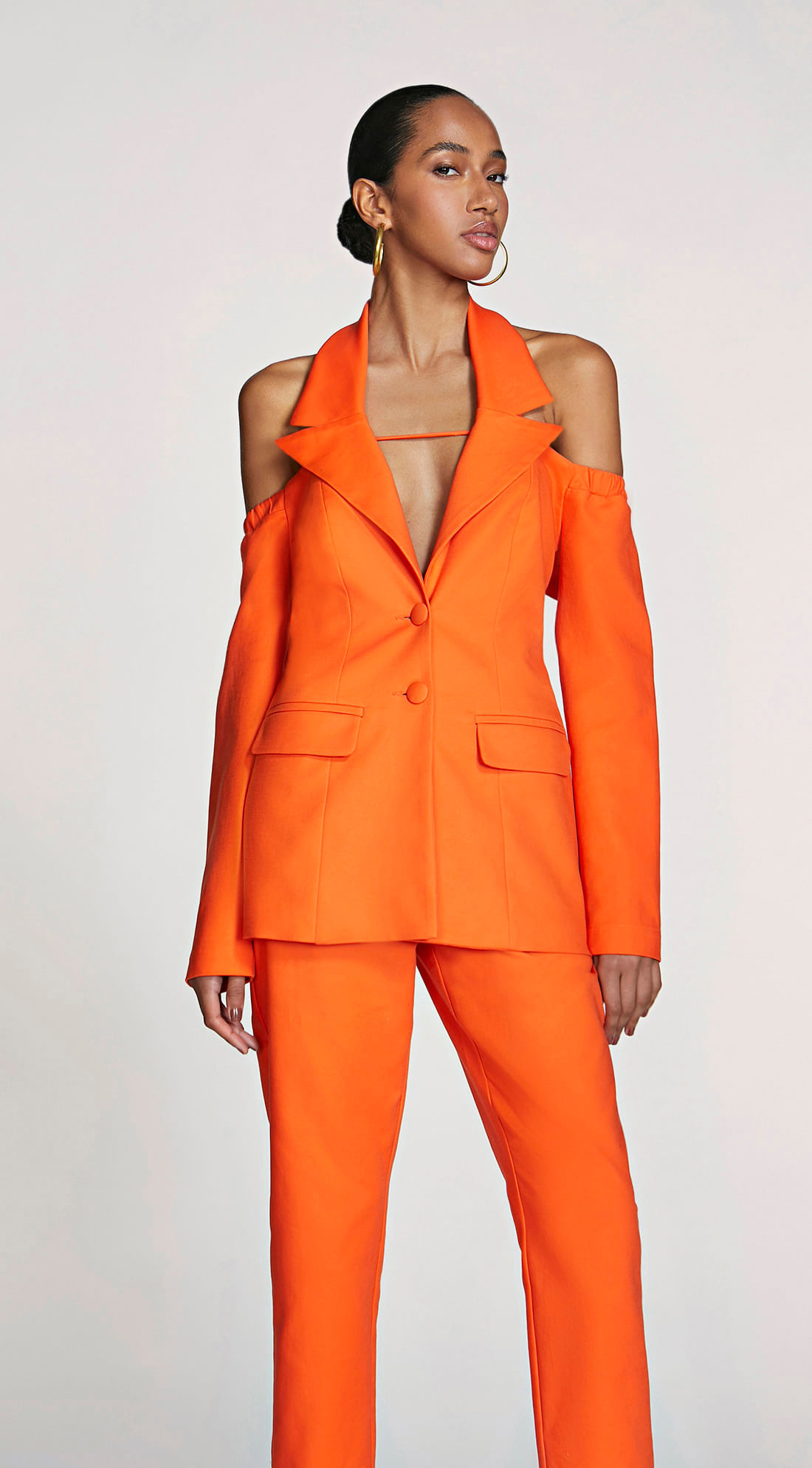 Blazer Morena Rosa Com Faixa Laranja