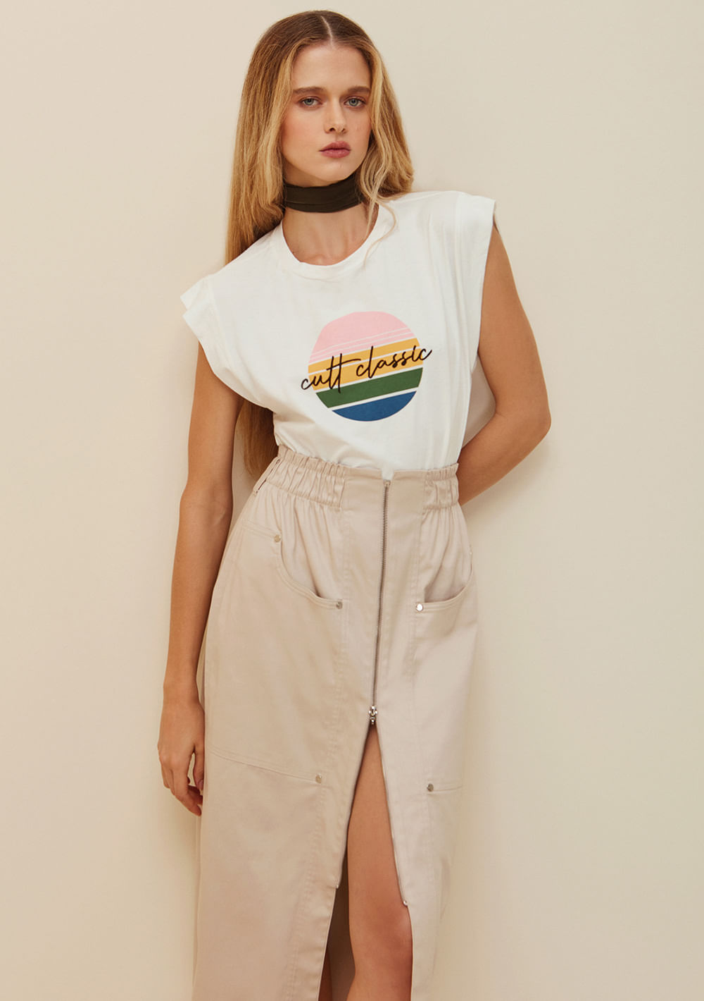 T-Shirt Morena Rosa Decote Redondo Estampada Rosa