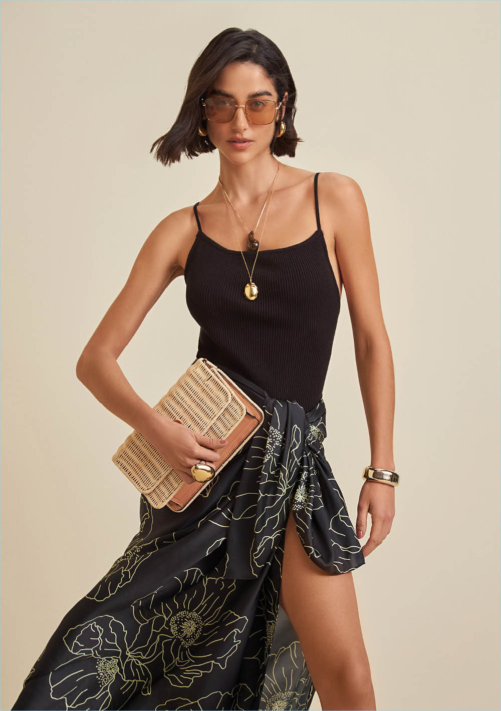 Blusa Morena Rosa Decote Reto Alça Tricot Preto