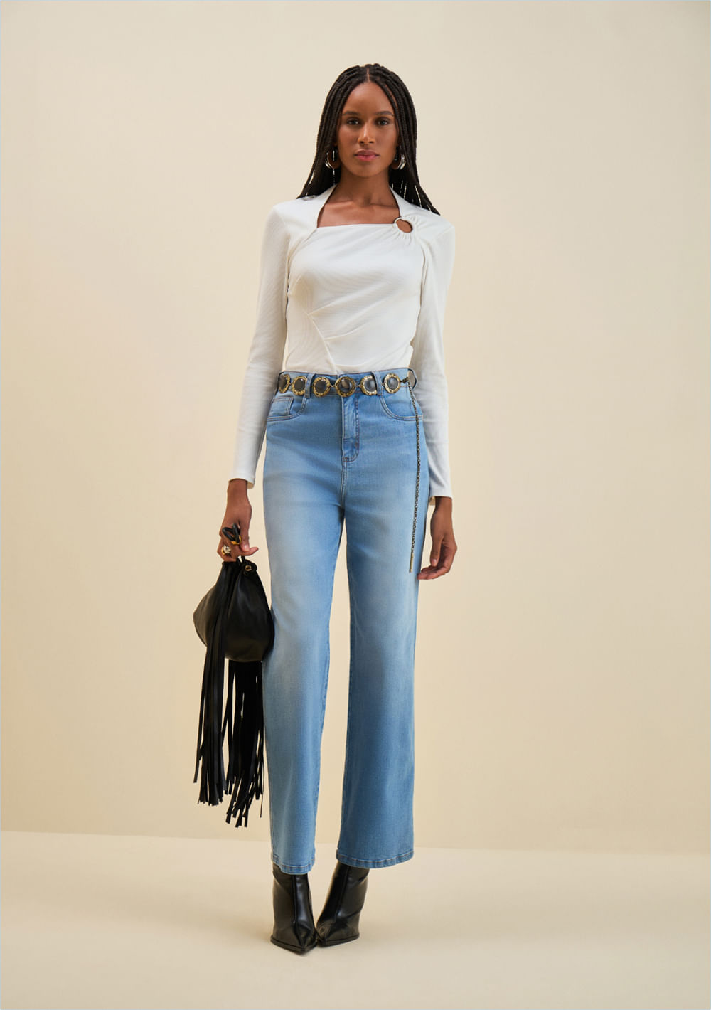Calça Morena Rosa Wide Alta Azul