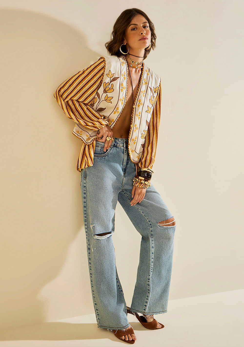 Calça Morena Rosa Wide Alta Azul