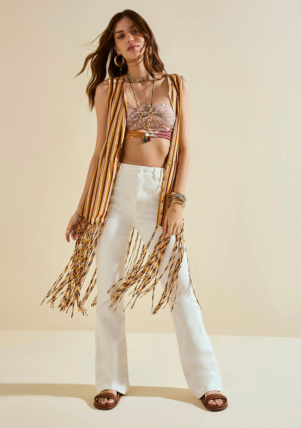 Calça Morena Rosa Boot Cut Alta Off White