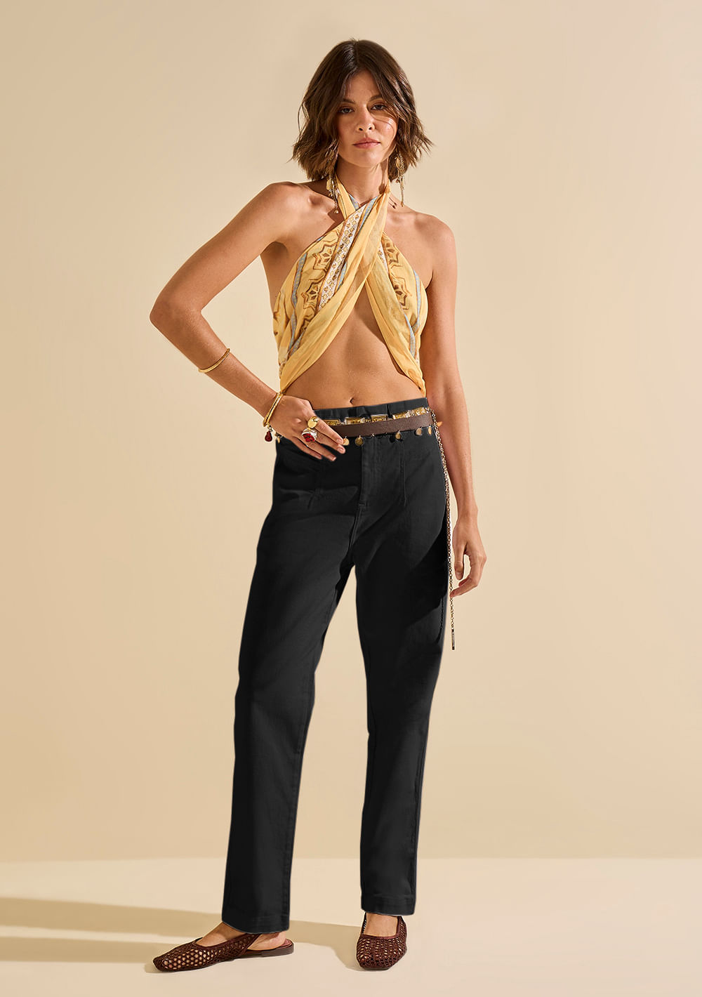 Calça Morena Rosa Mom Alta Preto