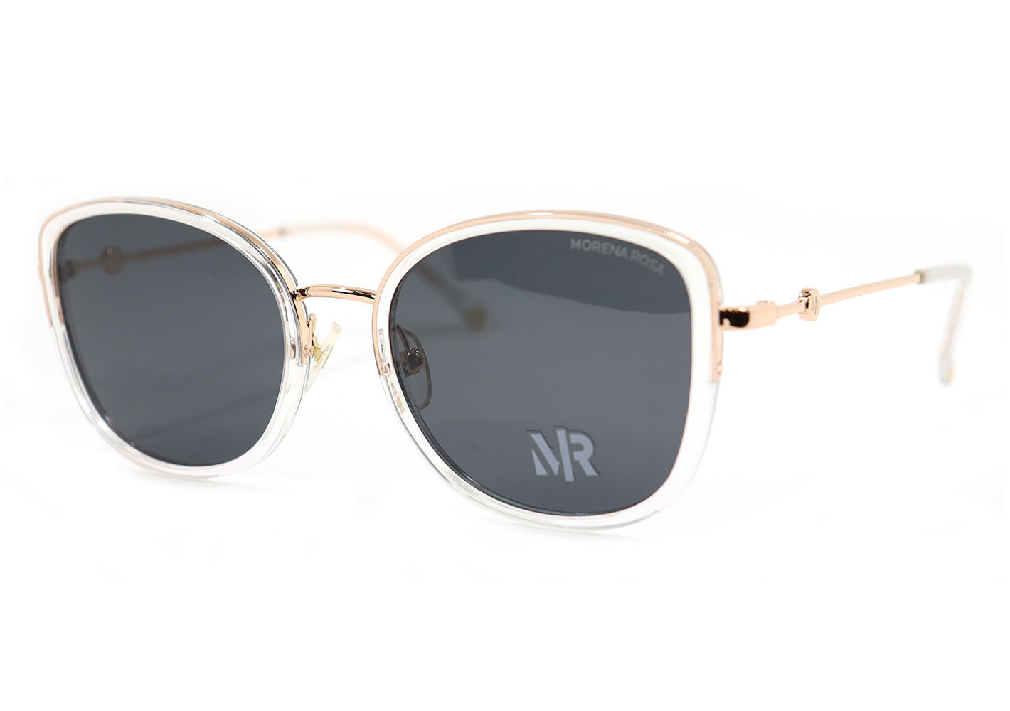 Óculos Morena Rosa Angular Com Metal Dourado