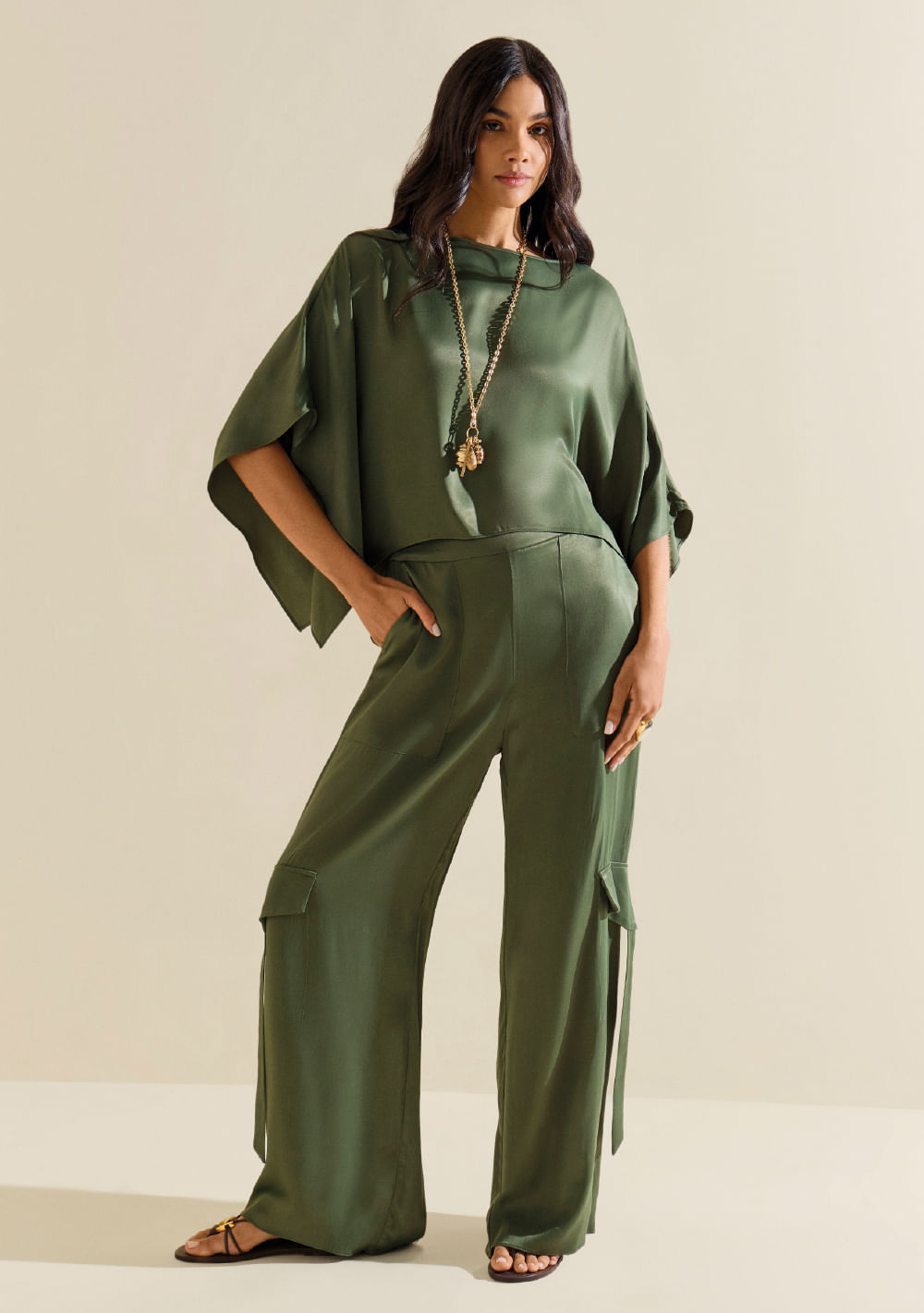 Calça Morena Rosa Reta Alta Verde