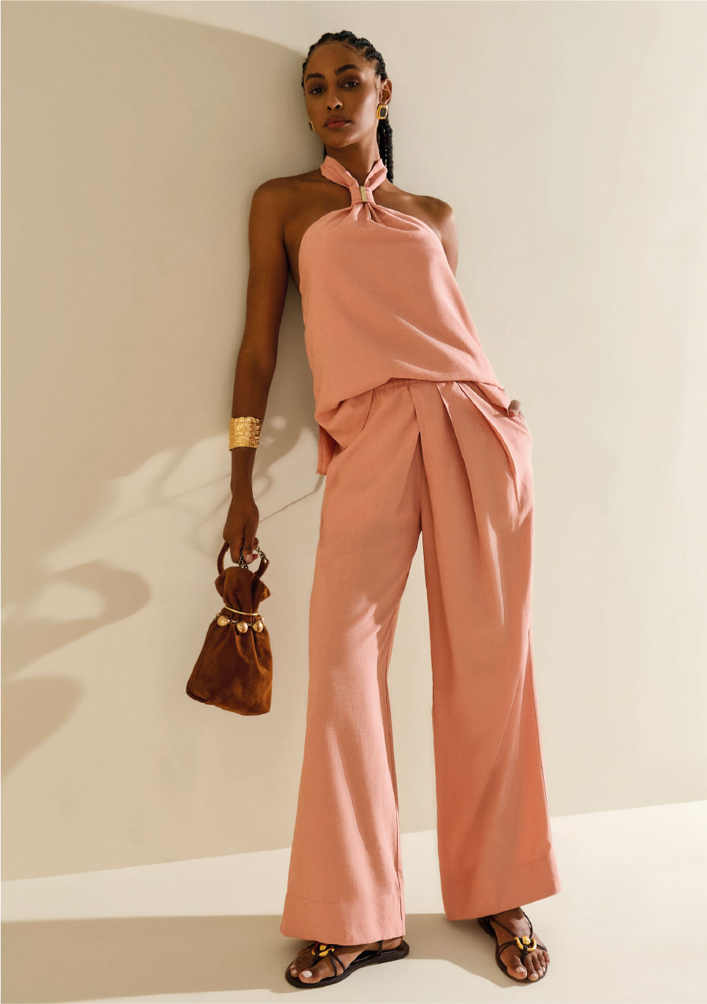 Calça Morena Rosa Reta Média Rosa