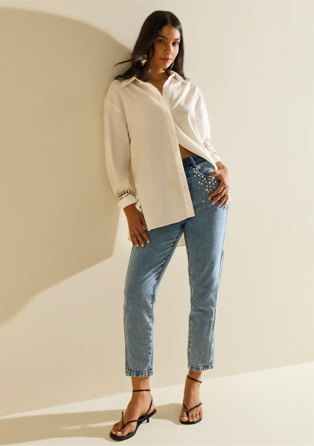 Calça Morena Rosa Mom Alta Azul