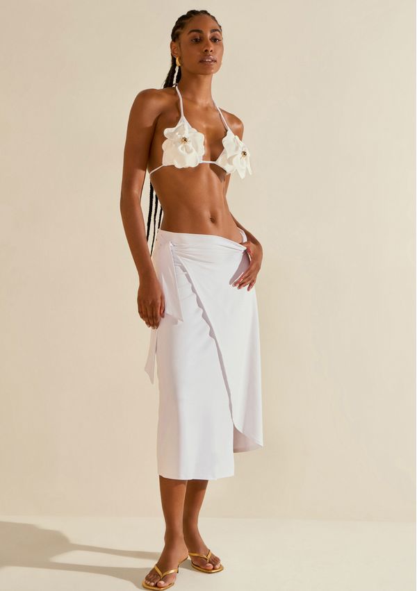 Saia Morena Rosa Evasê Média Midi Off White M
