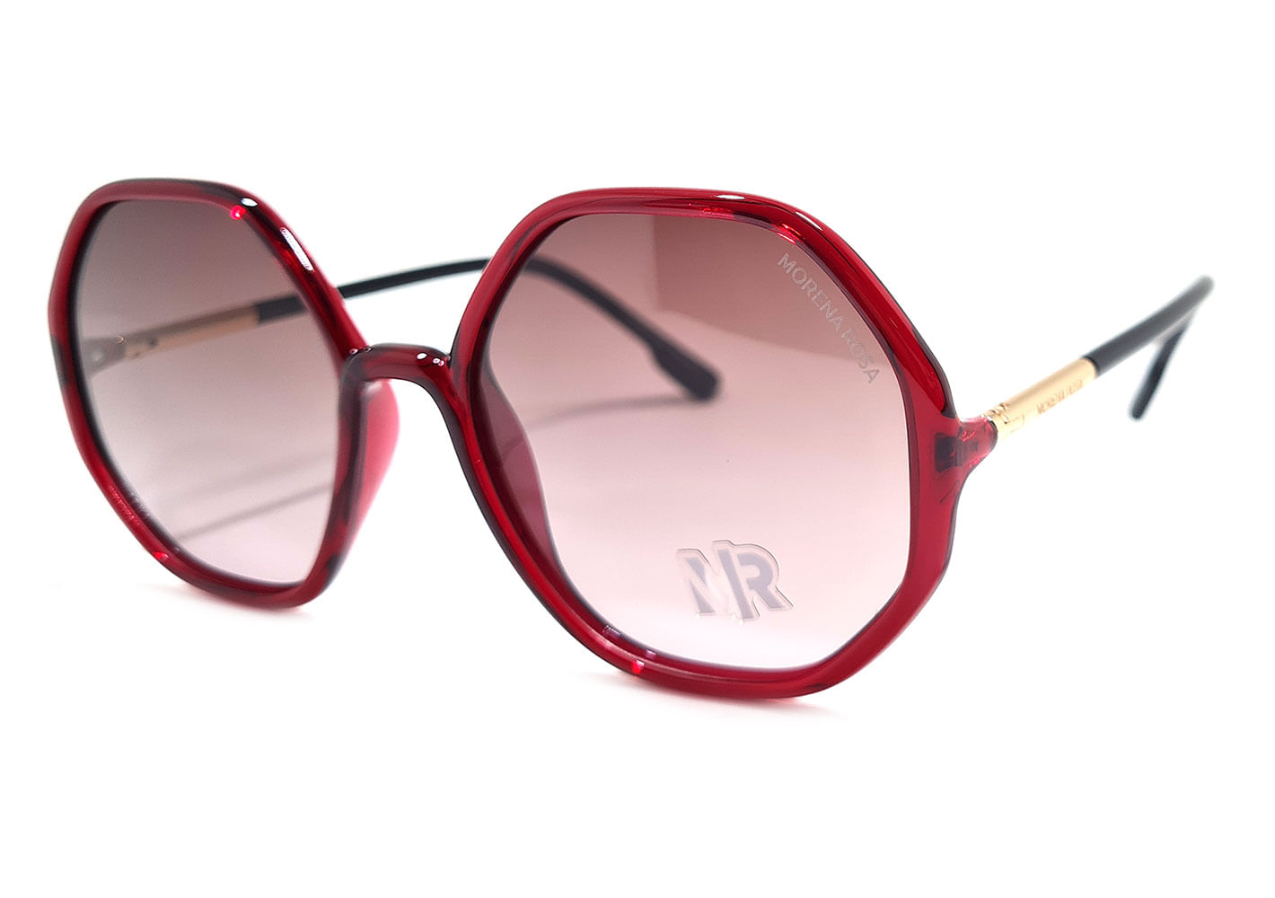 Óculos Morena Rosa Geometrico Detalhe Metal Preto