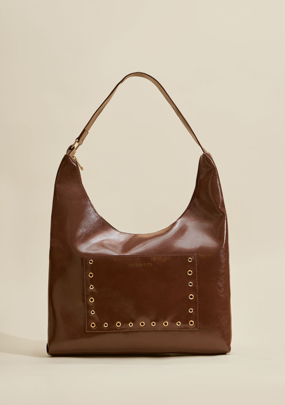 Bolsa Hobo Detalhe Tachas Marrom