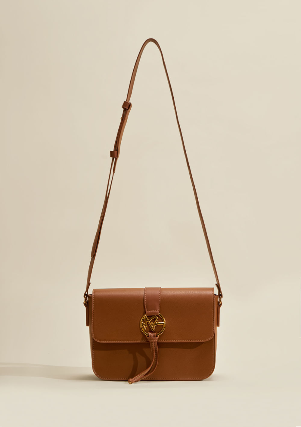 Bolsa Satchel Com Metal Marrom