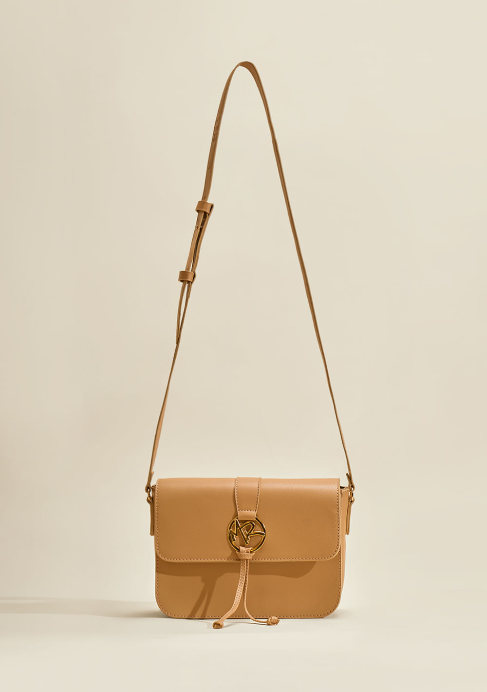 Bolsa Satchel Com Metal Bege Claro