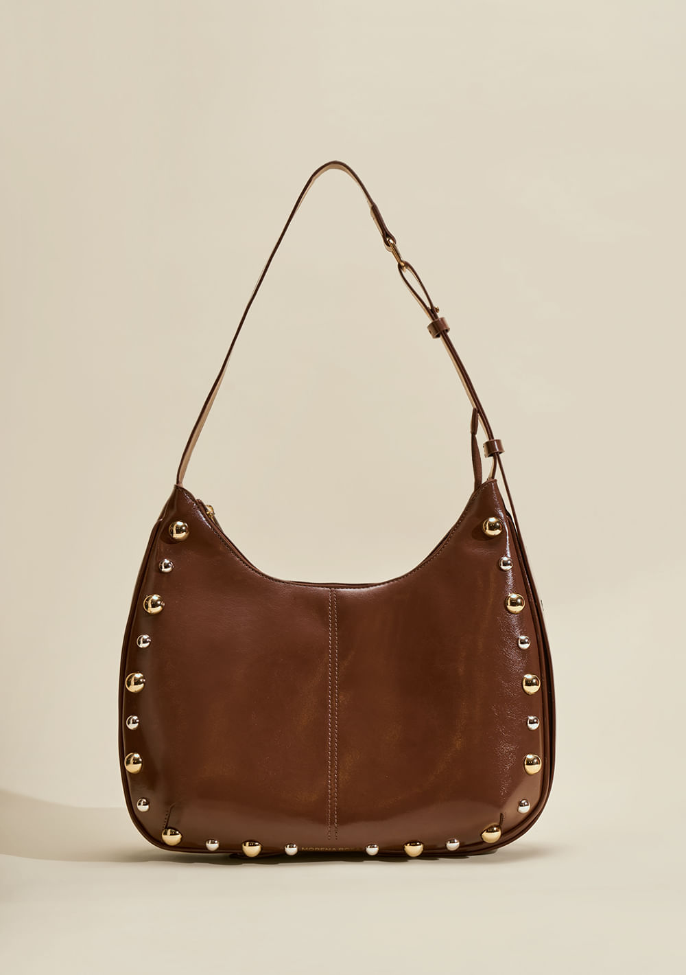 Bolsa Hobo Detalhe Tachas Marrom