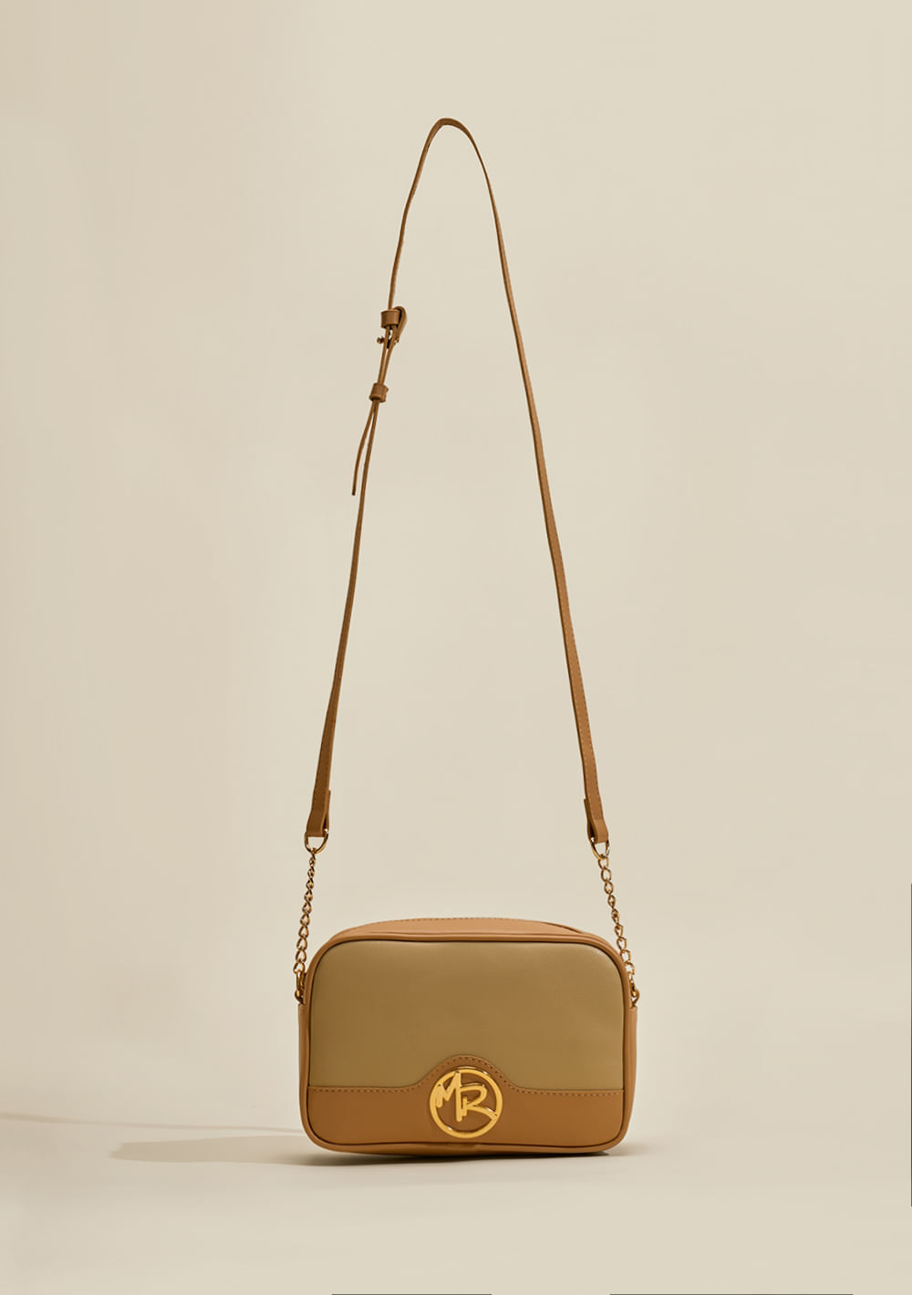Bolsa Crossbody Alça Corrente Bege