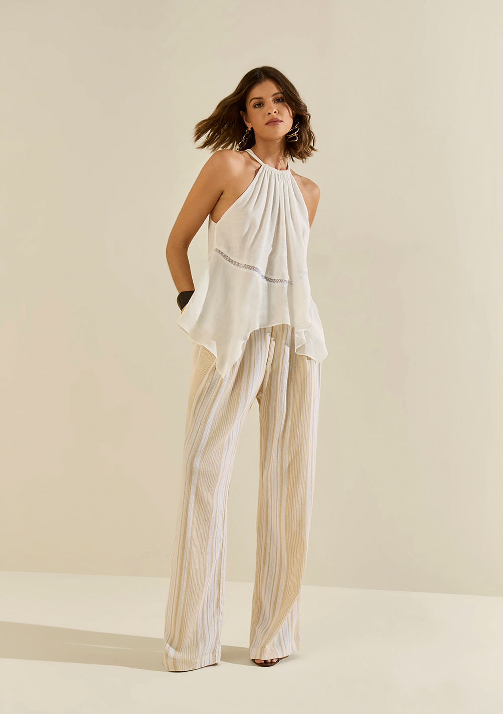 Calça Morena Rosa Wide Alta Off White