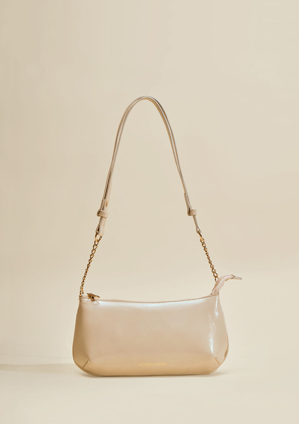 Bolsa Baguete Alça Corrente Off White