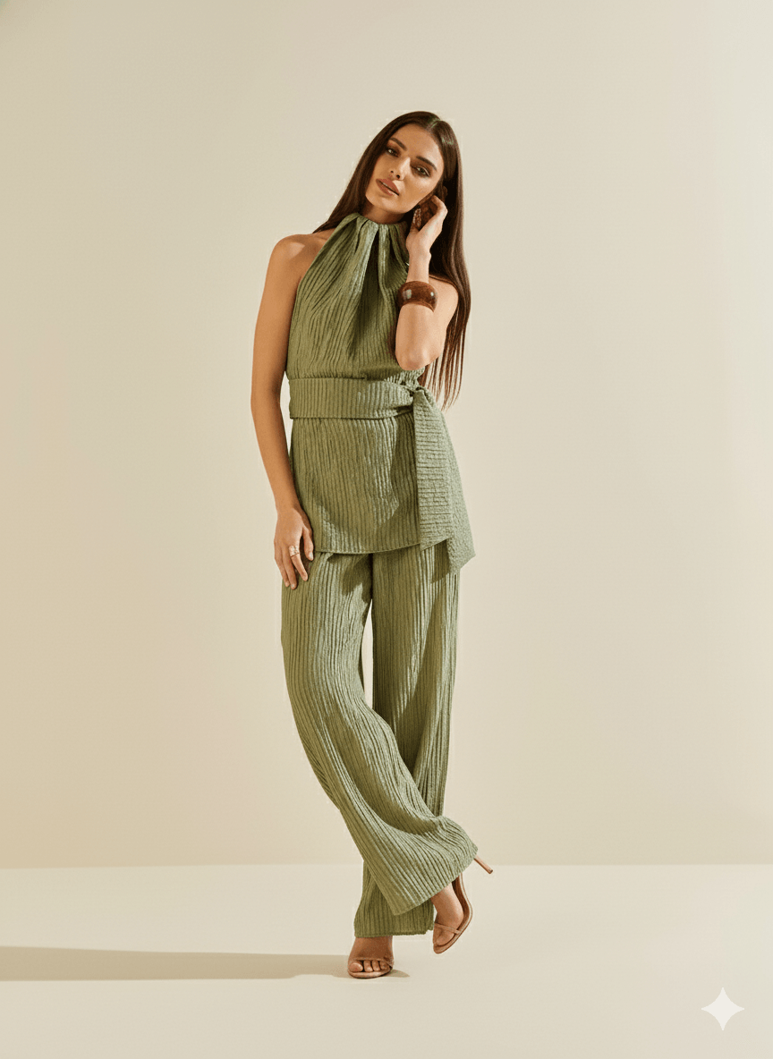 Calça Morena Rosa Pantalona Alta Verde