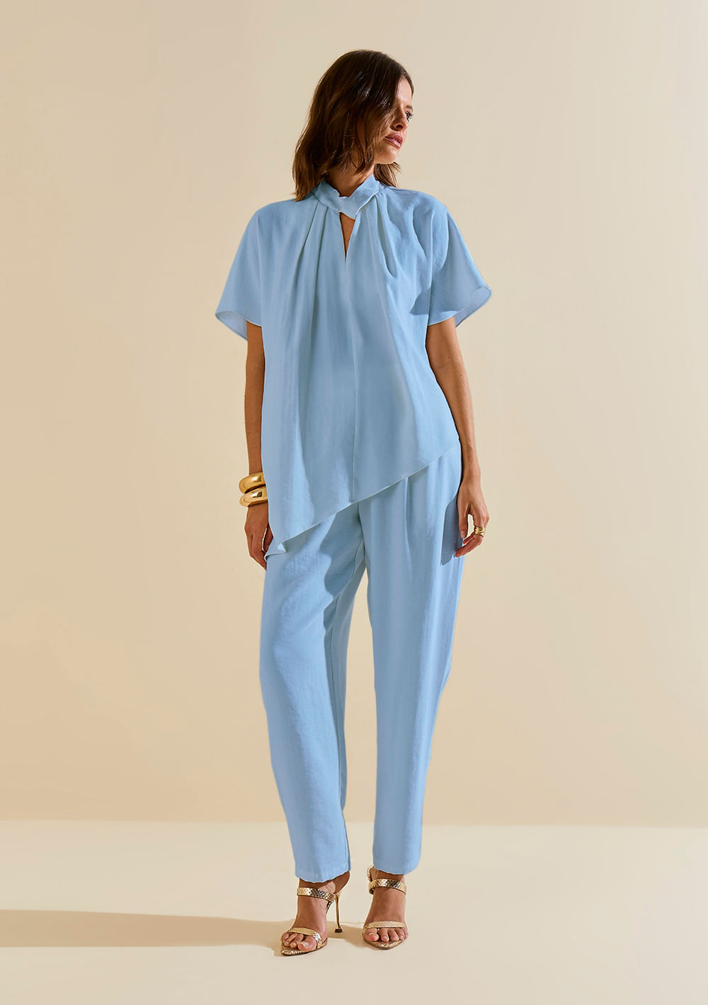 Calça Morena Rosa Reta Alta Azul