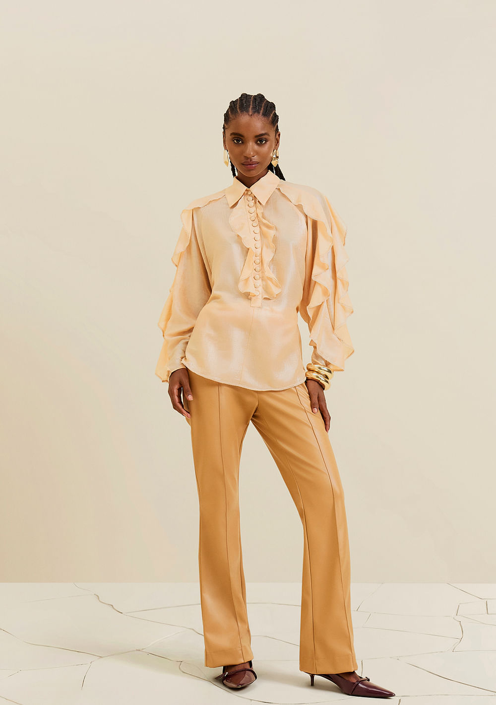 Calça Morena Rosa Boot Cut Média Marrom