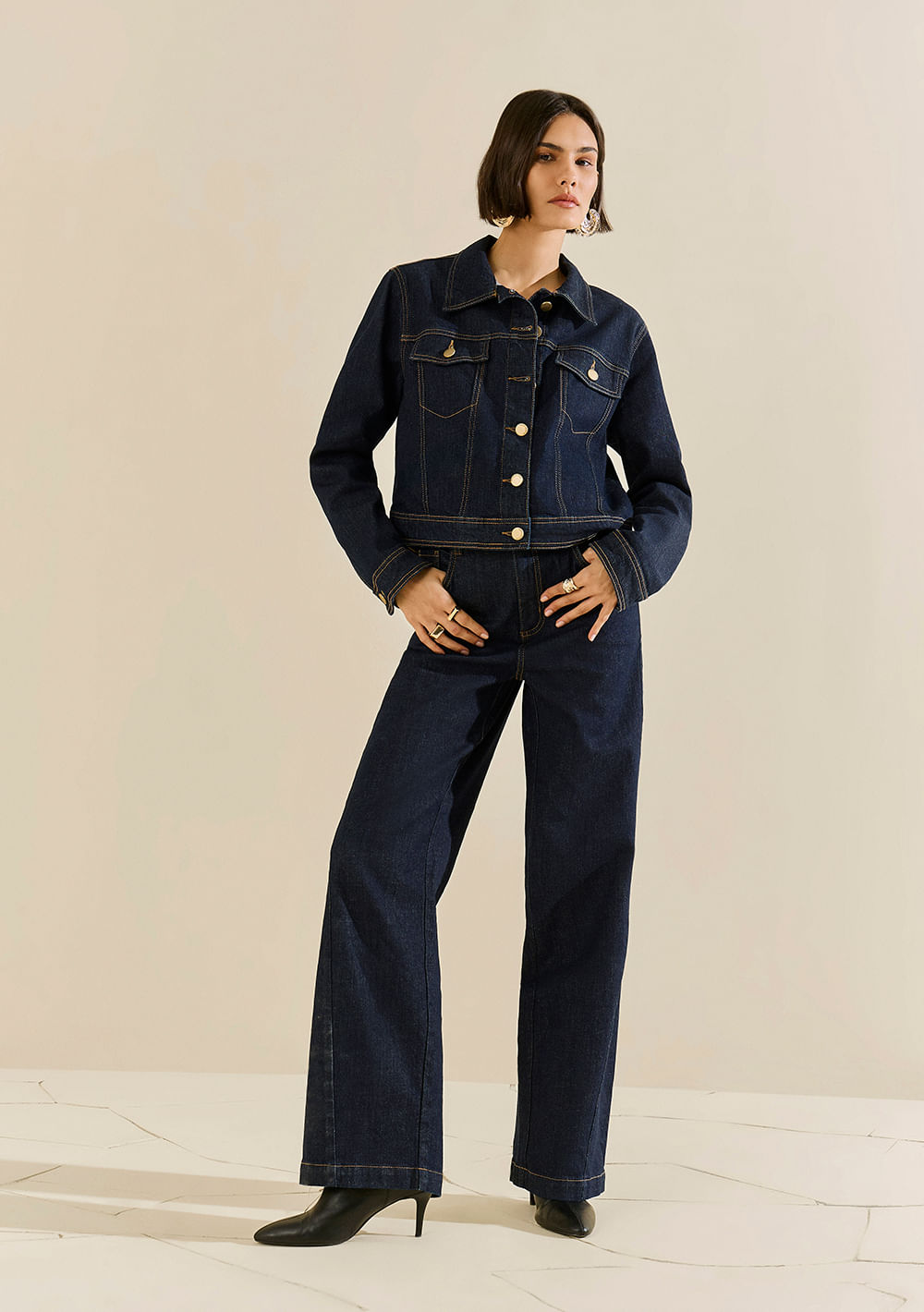 Calça Morena Rosa Wide Alta Azul