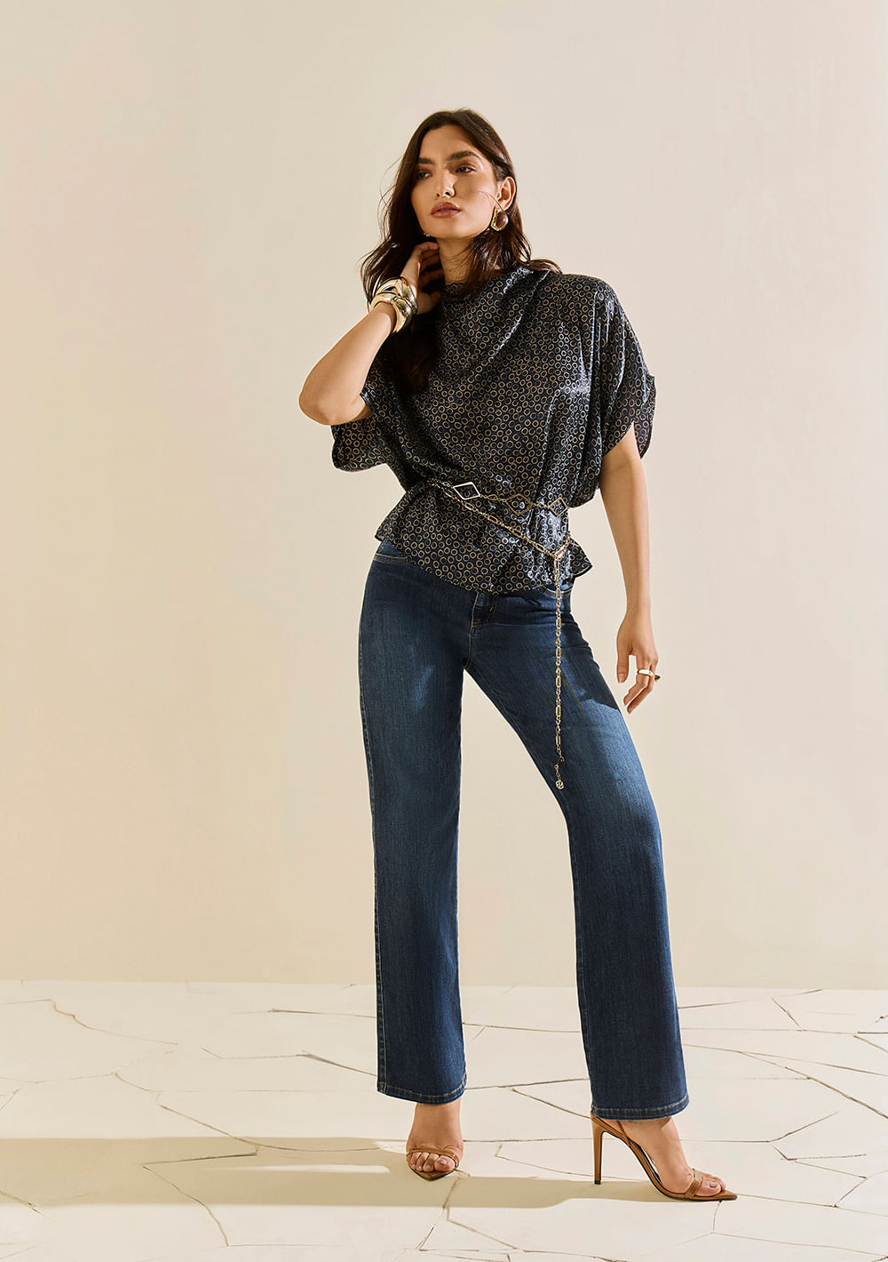 Calça Morena Rosa Reta Média Azul
