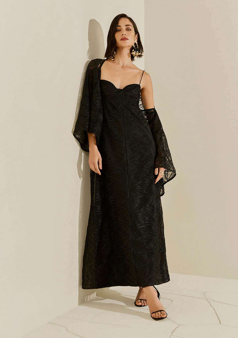 Vestido Morena Rosa Longo Obsidiana Preto