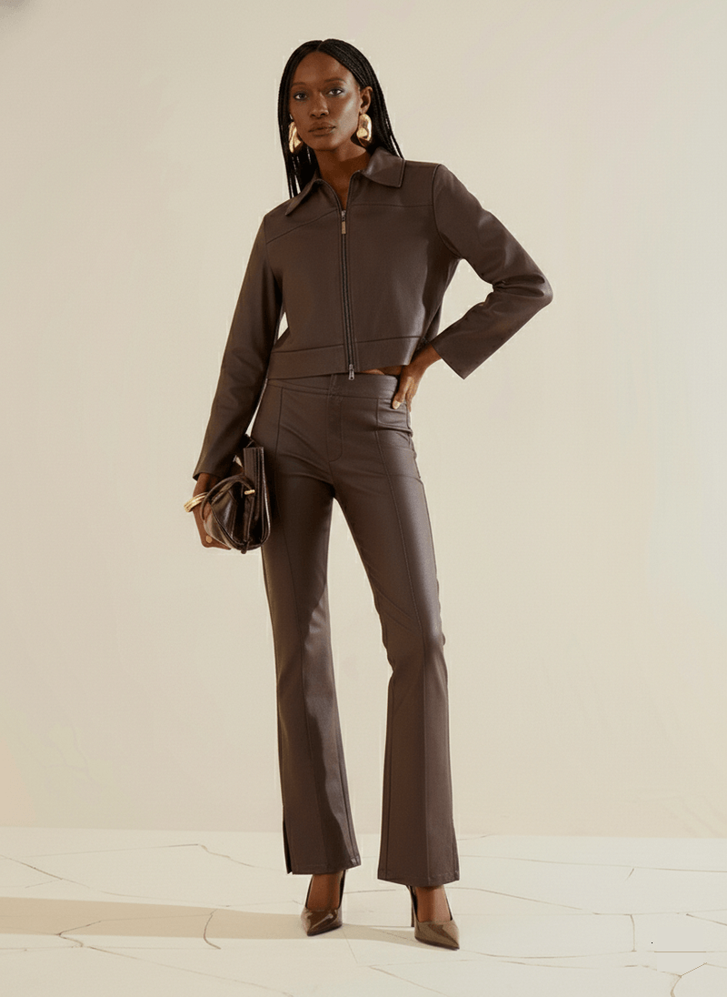 Calça Morena Rosa Boot Cut Alta Marrom