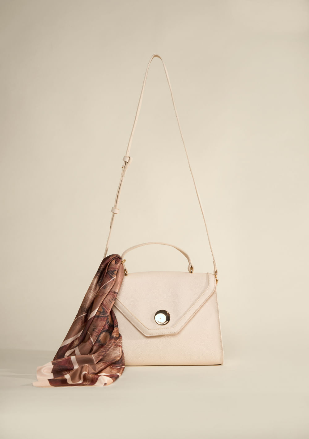 Bolsa Handbag Com Lenço Off White