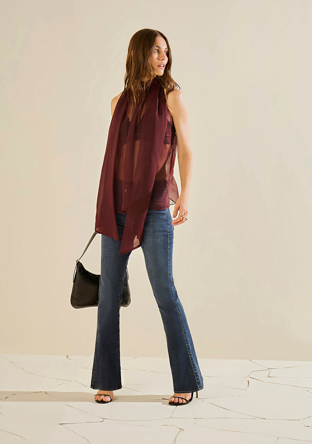 Calça Morena Rosa Boot Cut Alta Azul
