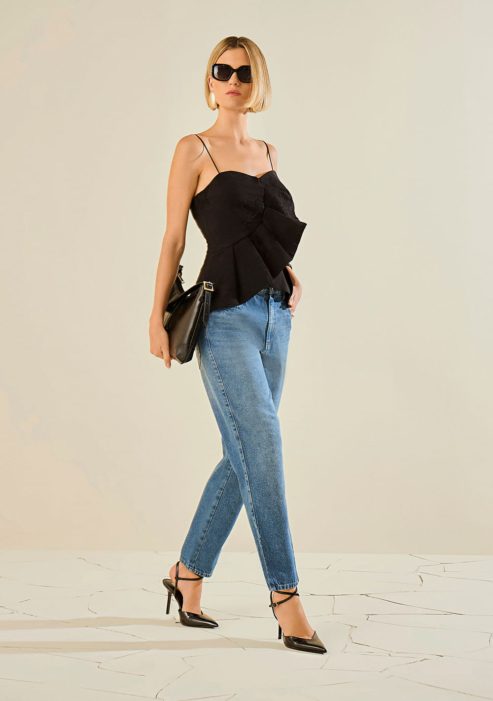 Calça Morena Rosa Mom Média Azul