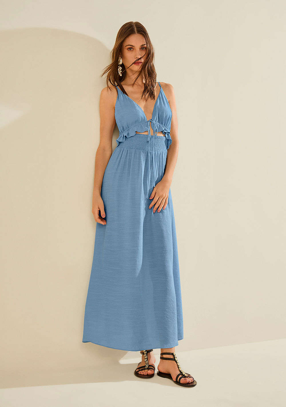 Vestido Midi Enlace Azul