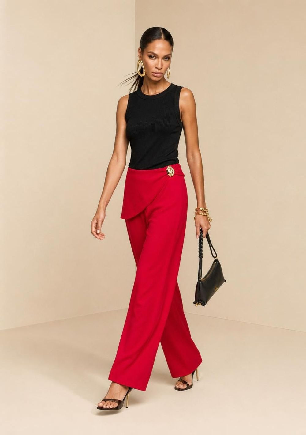 Calça Morena Rosa Reta Alta Vermelho