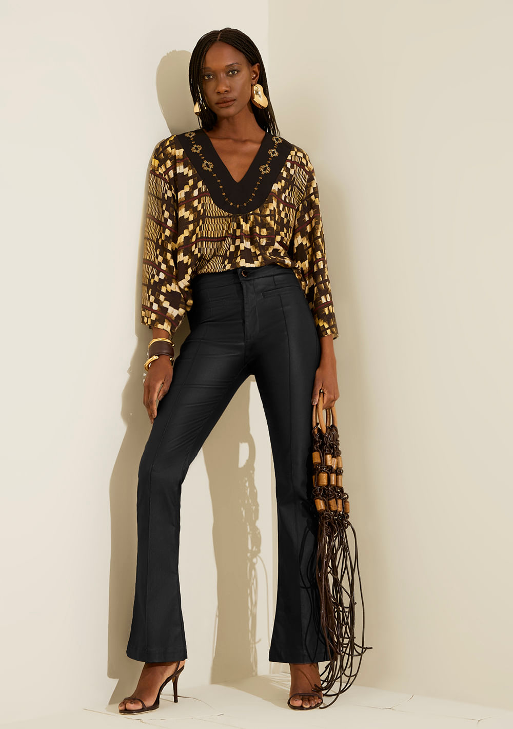Calça Morena Rosa Boot Cut Alta Preto