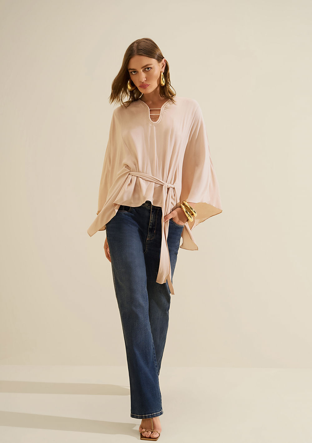 Calça Morena Rosa Wide Alta Azul