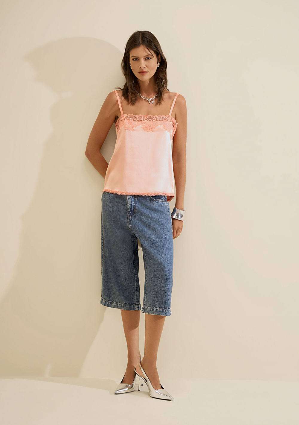Bermuda Jeans Reta Índigo Azul