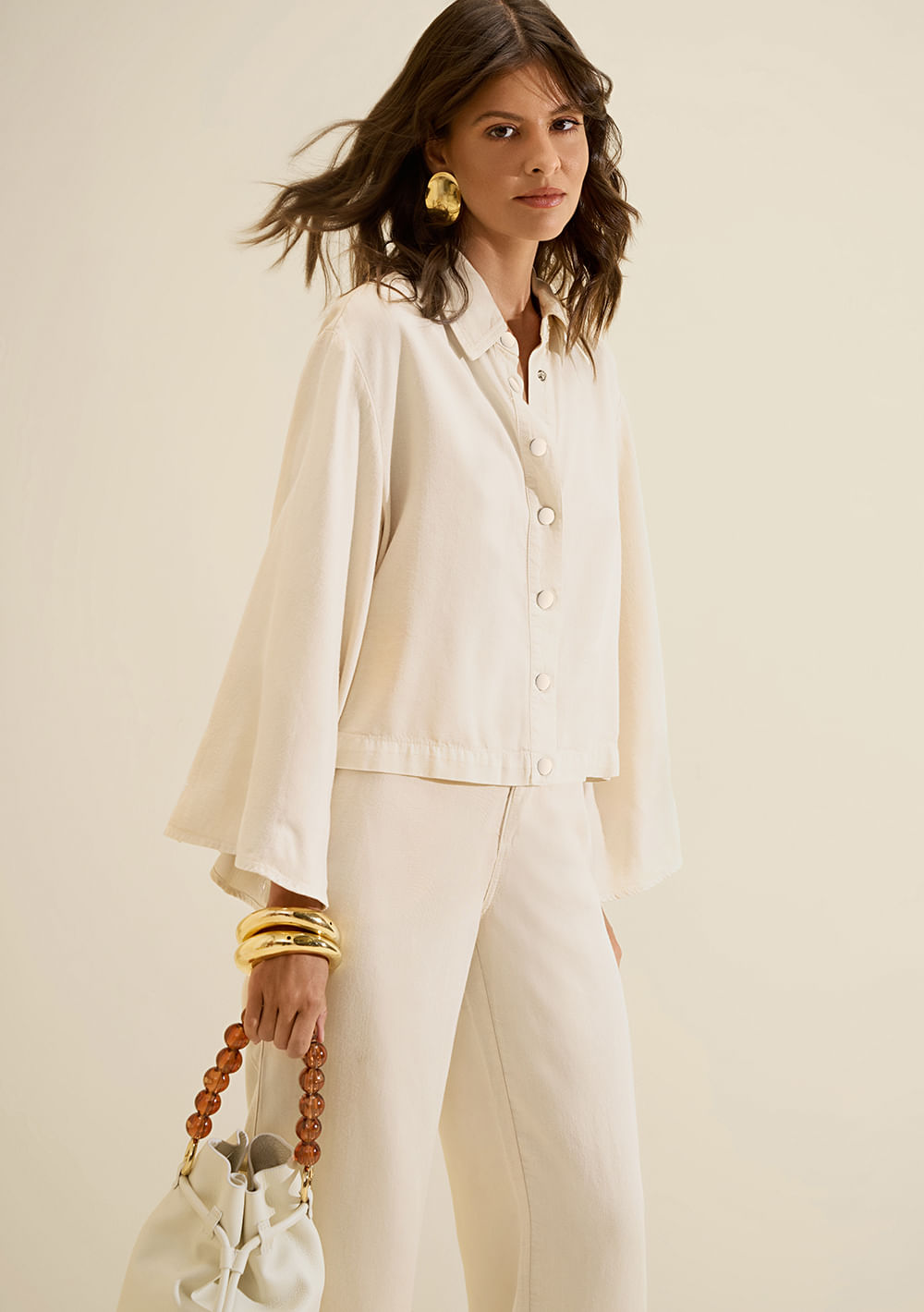 Camisa 7 Oitavos Florada Off White
