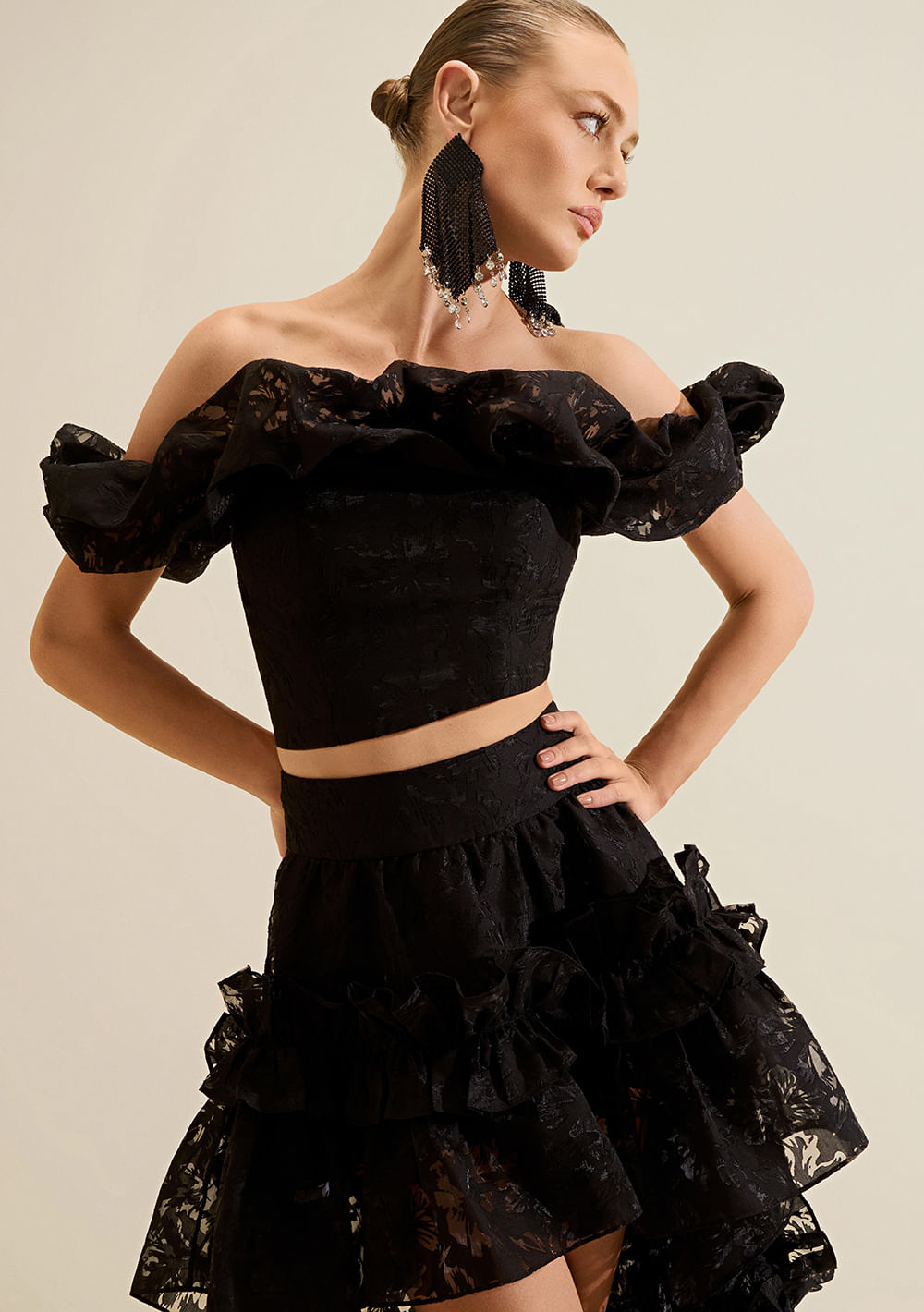 Top Ombro a Ombro Noir Preto
