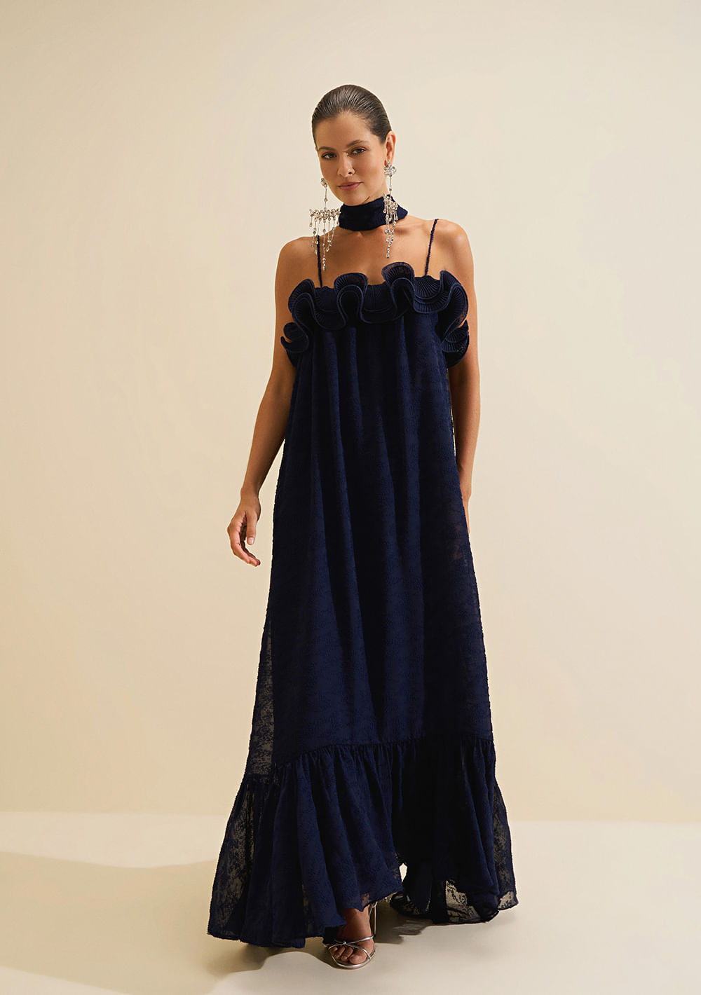 Vestido Longo Alças Ondina Azul